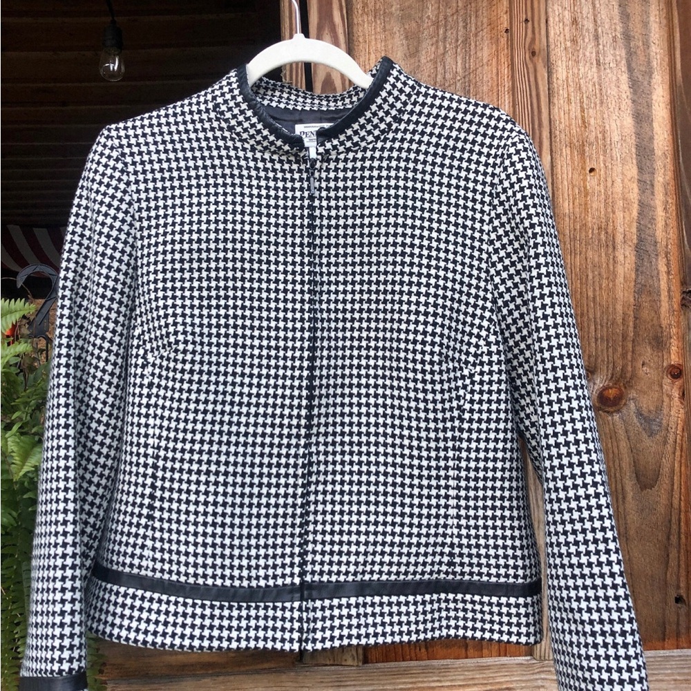 Vintage Wool Pendleton Black and White Houndstooth Jacket